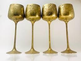 Copa de Vino de Latón Antiguo Grabada a Mano, Cáliz Metálico, Vaso para Beber, Artículos de Bar Vintage, Regalo de Boda, Vajilla Elegante - Product Image 3