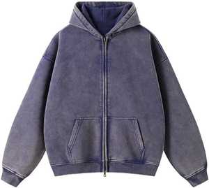 Sudadera con capucha de lavado ácido de gran tamaño para hombre, ropa de calle Vintage holgada, sudadera informal con capucha de algodón de peso pesado, sudadera estilo pulóver - Product Image 1