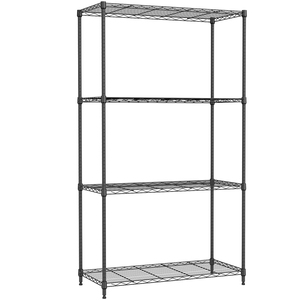 MZG Contemporary Home Living Room Space Saving Black Metal Slim 4 Tier Wire Storage Organizer Rack - Product Image 1
