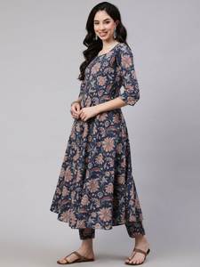 Ready Made Hot Selling Multi Color V Neck Georgette Silk Printed Knee Length Fancy Heavy Embroidery Party <b>Kurti</b> Bottom Dupatta - Product Image 4