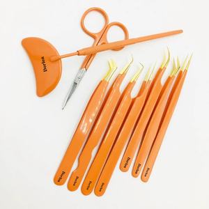 Pinzas de pestañas recubiertas de Color de Material de alta calidad, etiqueta personalizada privada, volumen puntiagudo curvo, las mejores pinzas de extensión de pestañas - Product Image 2