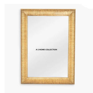 Luxury Aluminum Metal <b>Square</b> Shape Gold Plated Fancy Texture Wall <b>Mirror</b> Used Home Farmhouse Wall Decoration - Product Image 4