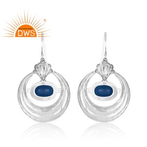 ต่างหูควอตซ์สีฟ้าคู่คู่เงินออกซิไดซ์สีฟ้าโทแพซแบบปรับแต่งได้ - Product Image 4