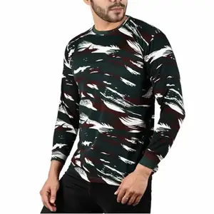 Wholesale Price Men Camouflage Fitness T Shirts Polyester Gym Clothing Sports Training Full Sleeves Camouflage T-Shirts