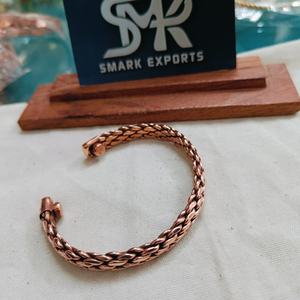 Braided Chain Style Traditional Copper <b>Bangle</b> Adjustable Open Cuff Handmade Polished Lightweight Interwoven Design for Men Women - Product Image 2