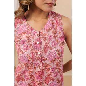 Débardeur court rose tie-dye sans manches pour femme, style corset en maille respirante, décontracté, longueur courte, taille XS - Product Image 2
