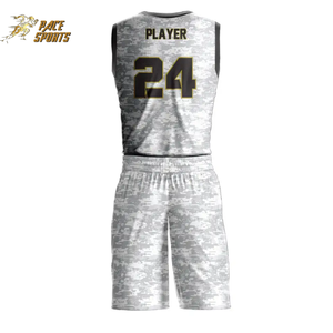 Conjuntos de uniformes de baloncesto con patrón de camuflaje de poliéster transpirable de primera calidad para hombres y niños, ropa deportiva de talla grande para el verano - Product Image 2