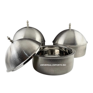 Luxury Metal Hotpot With Matte Finished Lid Round Shape Dinnerware Tabletop Designer Luxury metal Food Warmer - Product Image 4
