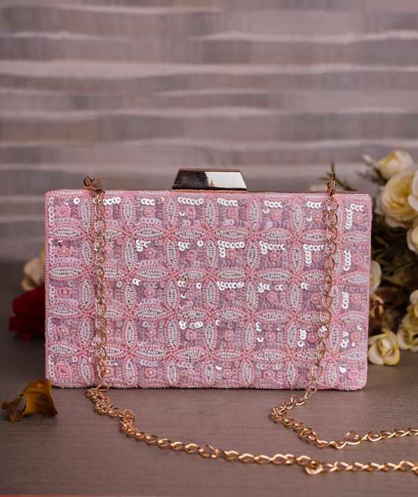 Nardo Grey Bohemian Sequin Clutch Pearl Decoration Fashionable Metal Frame Chains for Wedding Evening Parties Ladies' Gifting