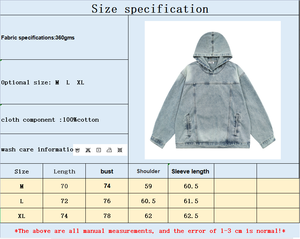 Sweat à capuche en jean pour hommes nouvelle mode veste en jean délavée vintage streetwear américain sweats à capuche en jean - Product Image 5