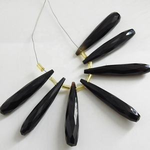 Cuenta de gota alargada facetada de ónix negro, piedra suelta hecha a mano de aproximadamente 35MM de largo para hacer suministros de mayorista de joyería - Product Image 6