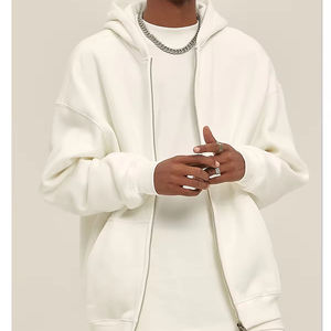 Trajes de chándal blancos de talla libre, conjuntos de chaqueta y pantalones con cremallera de poliéster de algodón, chándales de hombre al por mayor, sudaderas con capucha de proveedor - Product Image 1