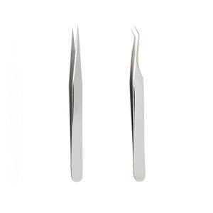 Ensemble de pinces à épiler pour extensions de cils Champagne en acier inoxydable Diamond Grip Pince à épiler incurvée adaptée aux mobiles pour extensions de cils - Product Image 2