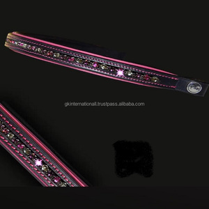 Acolchado rosa de gran calidad y cristal de diamante brillante Rosa Diseño personalizado hecho a mano Banda de cejas de caballo de cuero de canal vacío - Product Image 4
