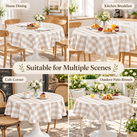 Nappe ronde en polyester à carreaux, imperméable et lavable, pour pique-nique en extérieur, couverture de table pour jardin et fête