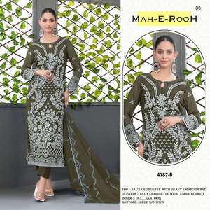 Trajes de Pantalón Palazzo para Mujer, Trajes de Lawn Pakistaníes, Trajes de Diseñador de Lawn, Trajes de Faux Georgette para Mujer, Ropa India y Pakistaní - Product Image 4