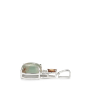 Pendentif Aquaprase Cognac Zircon avec accent en Zircon Blanc, Argent Sterling 6,75 carats, Bijoux Fins - Product Image 2