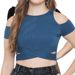 Camiseta corta de talla grande de alta calidad hecha en fábrica para mujer, Tops cortos hechos en Pakistán para mujer - Product Image 6