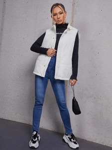 Chaqueta sin mangas acolchada para mujer, chaquetas de plumón para mujer, abrigos gruesos, chaleco de burbuja para mujer - Product Image 3