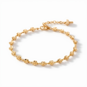 Solid <b>Gold</b> 9K Luxury Floral Chain <b>Bracelet</b> for Women Minimal Flower Link Design GIA Certified Fine Jewelry OEM Manufacturer - Product Image 3