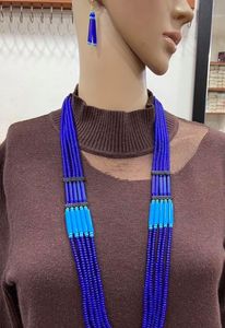 Collar de cuentas de semillas de cristal de calidad hecho a mano con conjunto de pendientes, cadenas de gargantilla de declaración para mujer, regalo de joyería elegante para mujer - Product Image 5