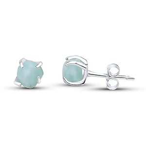 Boucles d'oreilles pierre de naissance de décembre faites à la main goujon en Amazonite brute 5-7mm véritable pierre précieuse plaqué or bijoux en argent pour femmes cadeau - Product Image 1
