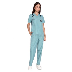 Nouvel arrivage Combinaison de gommage élégante pour femmes Uniforme médical 2 pièces col en V avec poches fonctionnelles Idéal pour les médecins et les infirmières - Product Image 1