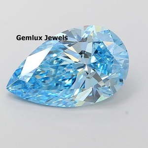 Diamant de laboratoire de 2,5 carats, taille poire, bleu vif fantaisie, certifié IGI, clarté VS, diamant de laboratoire non monté pour bague - Product Image 1