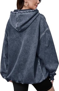 Sweat à capuche vintage délavé à l'acide pour hommes en coupe surdimensionnée avec options de logo personnalisé Sweats à capuche unisexes - Product Image 3