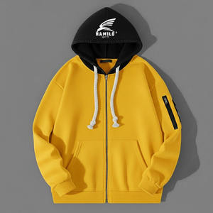 Sudadera con Capucha Térmica para Hombre, 100% Algodón Transpirable, Estilo Único, Estampado Sólido, Teñido Liso, Básico - Product Image 2