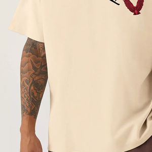 100% coton plaine surdimensionné respirant matériel hommes t-shirts nouveauté vêtements d'été hommes bouffée imprimé décontracté t-shirts - Product Image 6