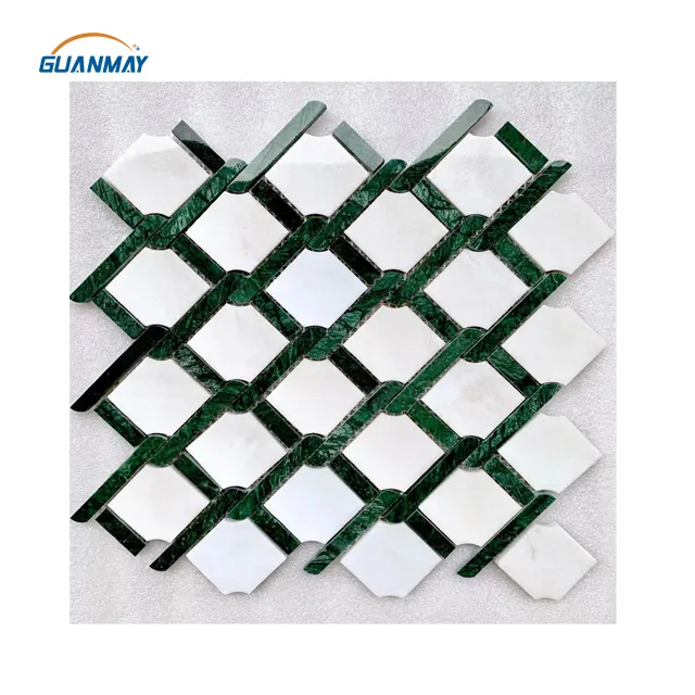 New design Indian green marble stone mosaics tiles craft for wall decoration floor bathroom