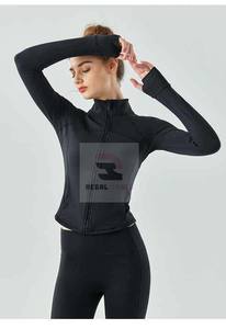 Chaquetas de fitness para correr con cremallera de manga larga para mujer Ropa de yoga transpirable - Product Image 6