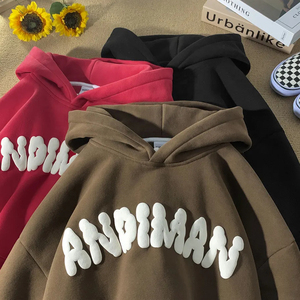 Logotipo personalizado Hip Pop 3D Puff impresión personalizada sudaderas con capucha de gran tamaño de alta calidad de impresión de peso pesado Jersey de algodón Sudadera con capucha para hombre - Product Image 1