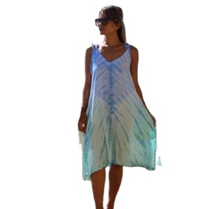 Vestido de playa sin mangas Tie Dye para mujer, vestido suave colorido de excelente calidad, estilo envolvente, solicite su número de modelo - Product Image 1