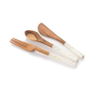 Ensemble de couverts en acier inoxydable poli miroir, manche blanc corne, style moderne pour hôtels et restaurants, marque ACME - Product Image 2