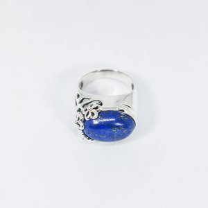 Romantic Design 925 Sterling Silver Wedding <b>Ring</b> for Women <b>Lapis</b> <b>Lazuli</b> Stone Oval Cabs Classic Style for Engagement Party - Product Image 5