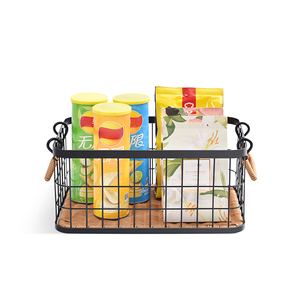 WIREKING Pet Toy Storage Basket Multiple Storage Rattan Bottom Metal Basket With Handle