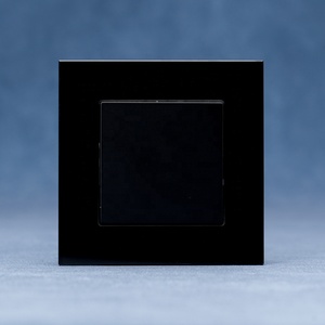 Interruptor <span class=keywords><strong>de</strong></span> Luz <span class=keywords><strong>de</strong></span> Pared <span class=keywords><strong>de</strong></span> 1 Vía y 1 Grupo, Marco <span class=keywords><strong>de</strong></span> Vidrio Templado con Estándar Europeo, Material Ignífugo <span class=keywords><strong>de</strong></span> Contacto Plateado para PC, 10A 250V - Product Image 1