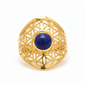 Anillo de boda de compromiso clásico para mujer con ajuste de bisel de lapislázuli de Plata de Ley 925 chapado en oro rosa - Product Image 4