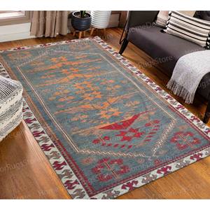 Tapis imprimé à motifs ethniques, choix de couleurs vibrantes, décoration antique, design turc, tapis gobelin - Product Image 3