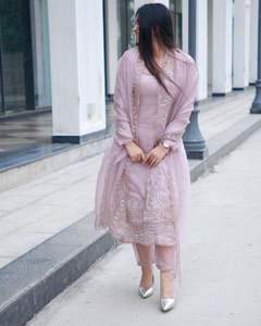 Stylish <b>Women</b> Readymade Soft Tabby Silk Attractive Embroidery Sequence and Thread Work <b>Kurti</b> Pant Set with Dupatta - Product Image 3