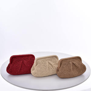 Bolso de mano para mujer de poliéster, hecho a mano con ganchillo, de cuerda de papel de paja, con cierre de gancho y cadena para hombro y bandolera, diseño Hot Cloud - Product Image 1