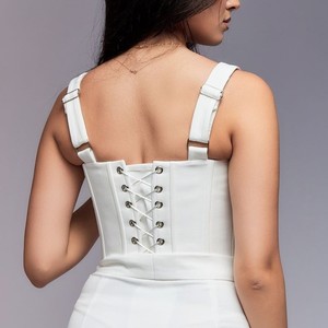 ชุดคอร์เซ็ทกระชับสัดส่วนผู้หญิงสีเทาสง่างามพร้อมกางเกงและเสื้อโค้ทสำหรับชุดสำนักงานสุดชิคสำหรับผู้หญิงมืออาชีพที่มั่นใจ - Product Image 5