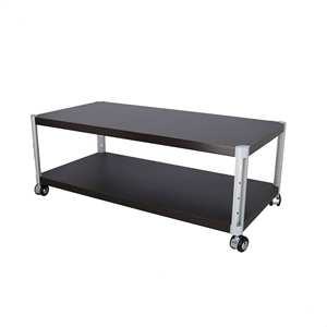 Mesa de centro de metal con ruedas, acabado Wenge, 90x45x30cm - Product Image 1