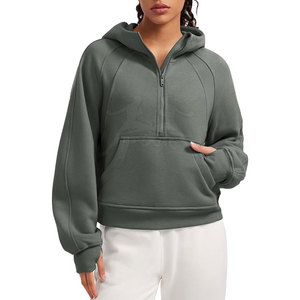 Sudadera cálida con media cremallera con ajuste relajado y cordón ajustable para uso durante todo el día Sudadera con capucha de media cremallera de estilo informal - Product Image 1