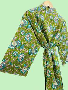 ชุดกิโมโนผ้าฝ้ายพิมพ์ลายดอกไม้ด้วยมือ ไซส์พลัสสำหรับชาวอเมริกัน น้ำหนักเบา เหมาะสำหรับฤดูร้อน - Product Image 3