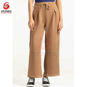 Pantalon à cordon de serrage pour femmes grande taille 100% coton confortable coupe slim pour l'automne avec logo personnalisé |   OEM disponible - Product Image 1