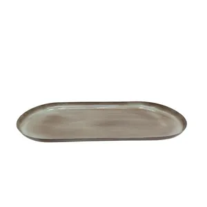 Iron Server Ware Oval Tray Green Wood Texture Colour seed starter Tray For Wedding & Table top Decoration Customized In Bulk