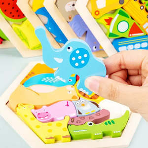 Jeu de puzzle éducatif en bois pour garçons et filles, jouet pour améliorer les capacités cognitives, avec des pièces en plastique - Product Image 5